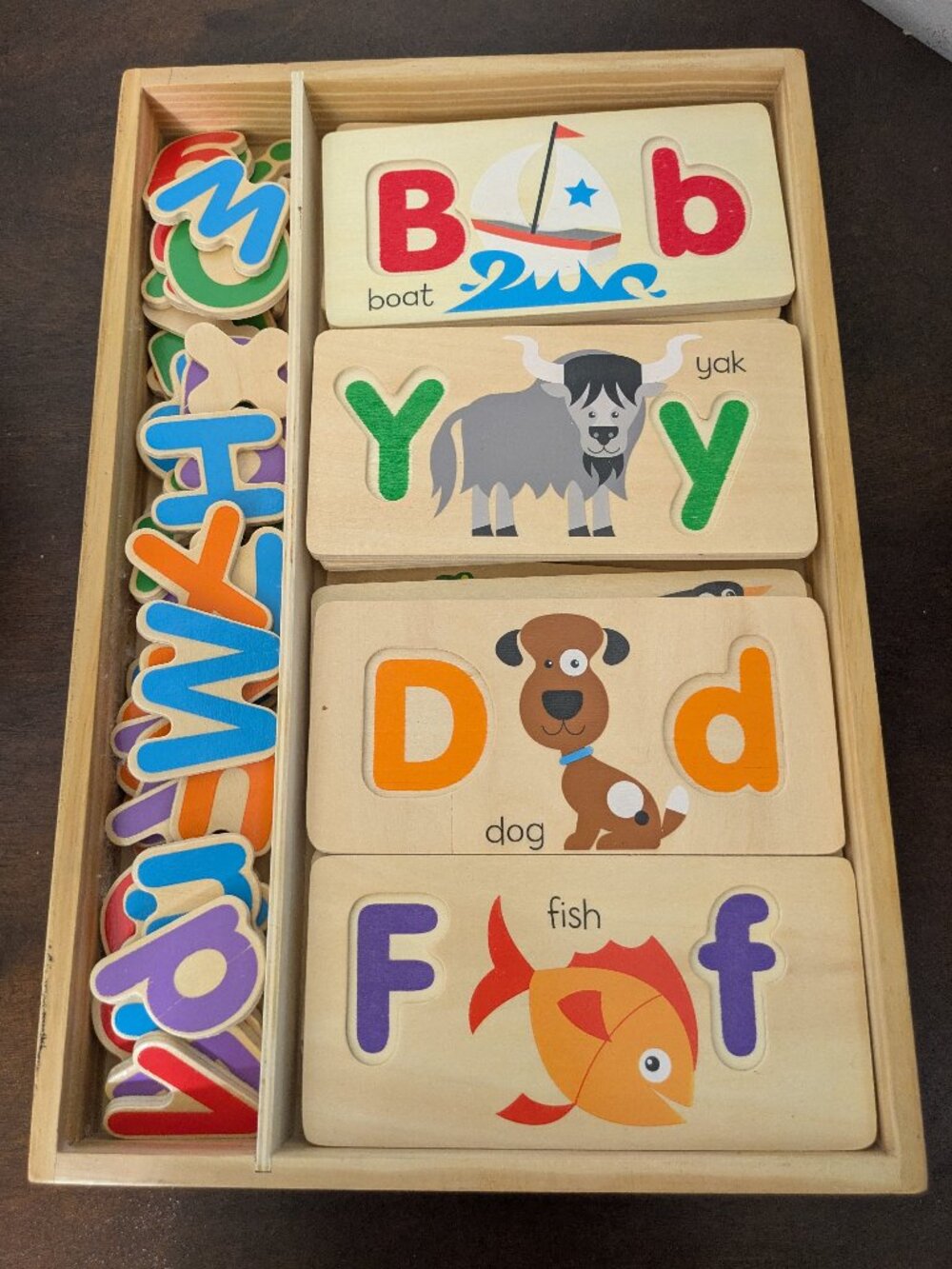 Melissa & Doug Wooden ABC Picture Boards & Wooden Tray